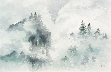 1991 003   Nebeltannen I   Aquarell 1991 003   Nebeltannen I   Aquarell